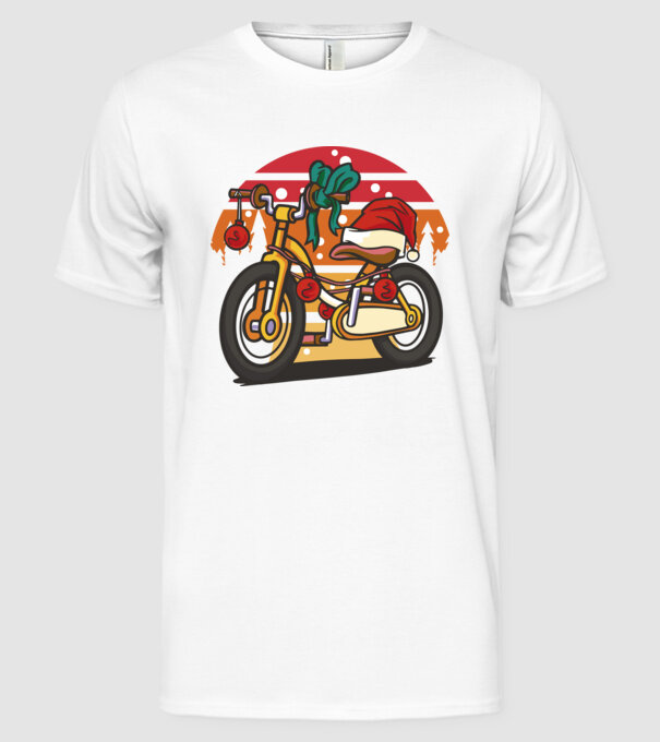 Bicicletă de Crăciun model alb pe tricou