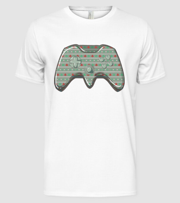 Controler Gamer Crăciun model alb pe tricou