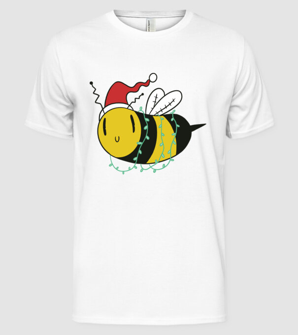 Albină de Crăciun model alb pe tricou