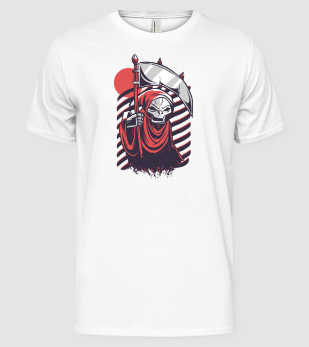 Moartea - Grim Reaper model alb pe tricou