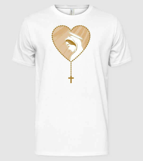 Cruce rozariu catolic model alb pe tricou