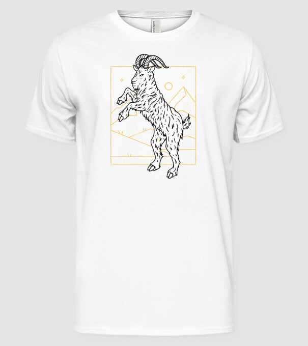 Capră model alb pe tricou