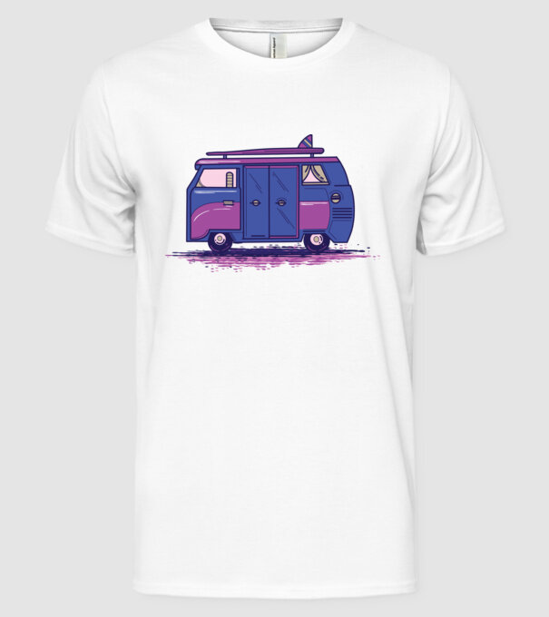 Mașină de camping model alb pe tricou
