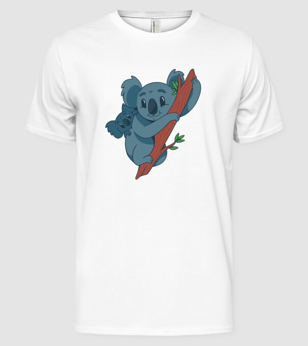 Coala model alb pe tricou