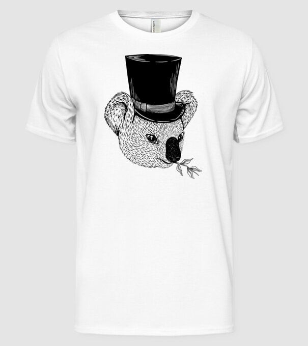 Cilindru Koala model alb pe tricou