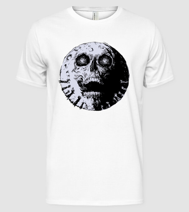 Craniu Lună model alb pe tricou