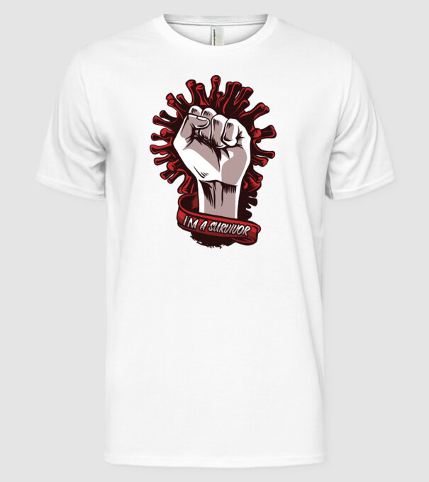 Supraviețuitor Coronavirus model alb pe tricou