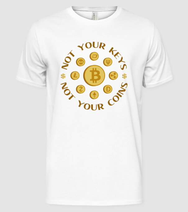 Criptomonede model alb pe tricou