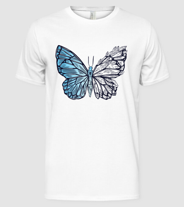 Fluture cristal model alb pe tricou