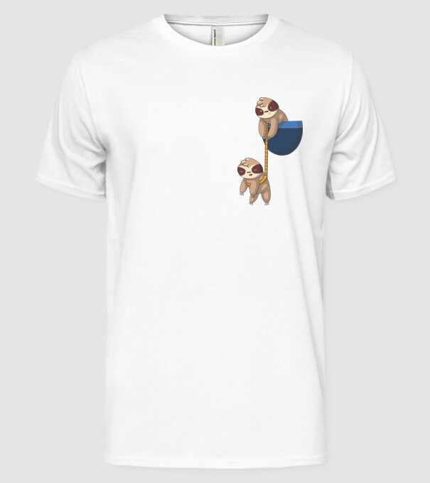 Leneș cu buzunar model alb pe tricou