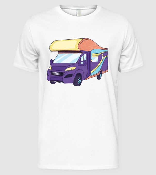 Autorulotă model alb pe tricou
