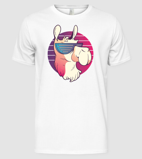 Llama ochelari de soare retro tricou model alb pe tricou