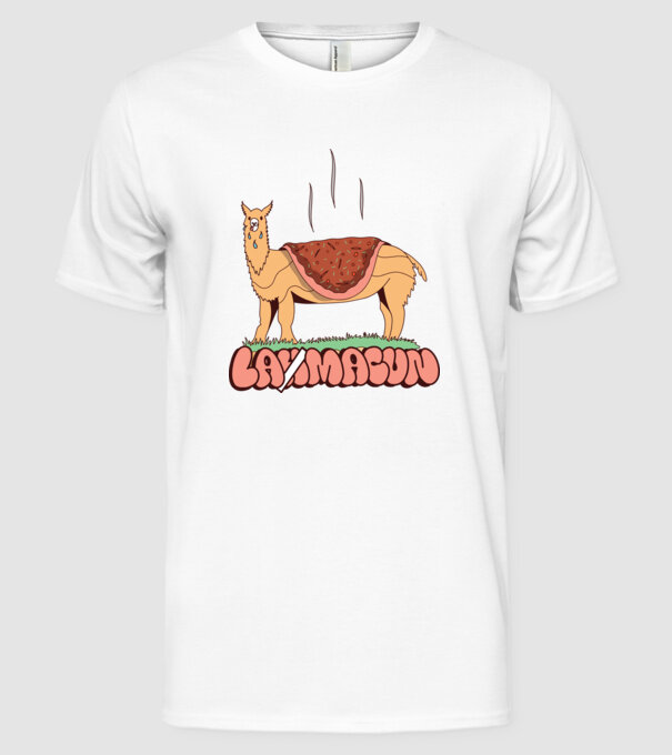 Lamacun Lama model alb pe tricou