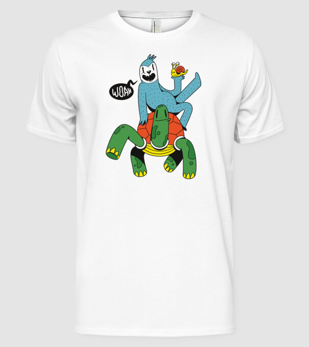 Animale lente model alb pe tricou