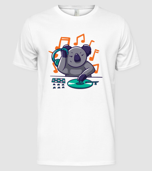 Koala DJ model alb pe tricou