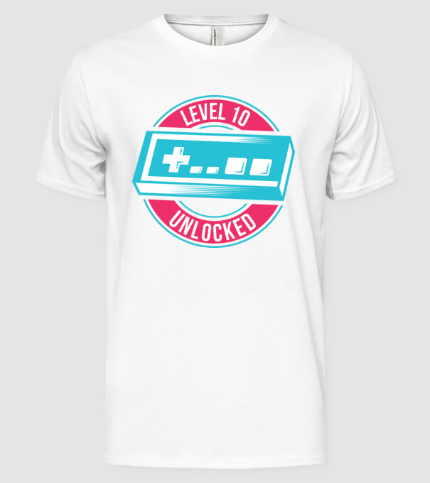 Level 10 Unlocked 10th Birthday model alb pe tricou