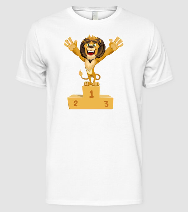 lion champion model alb pe tricou