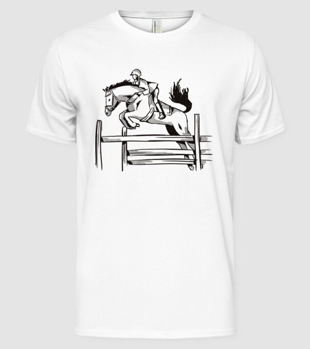 Călăreț model alb pe tricou