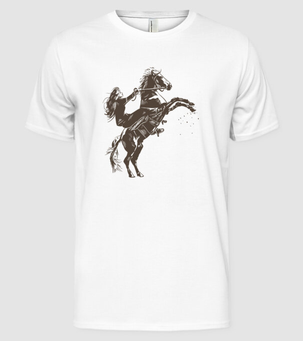 Fată cu cal model alb pe tricou