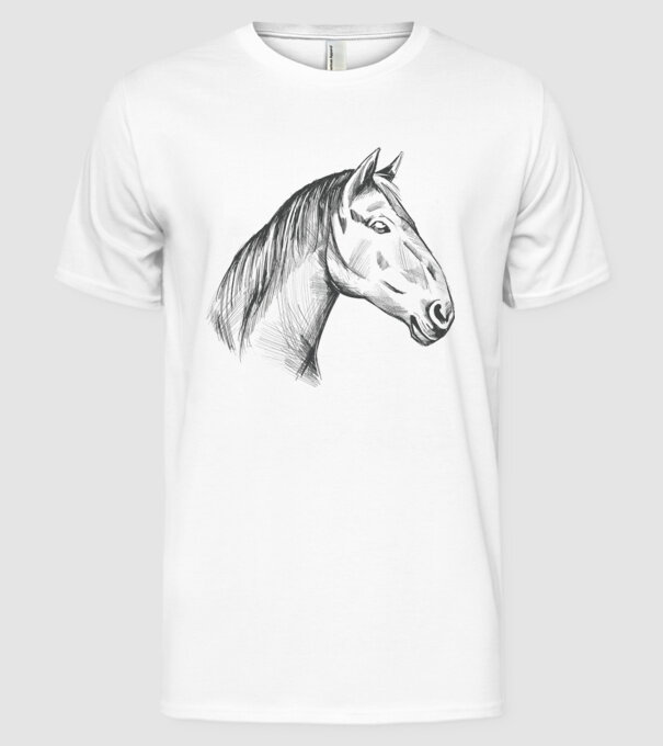 Desen cu cal model alb pe tricou