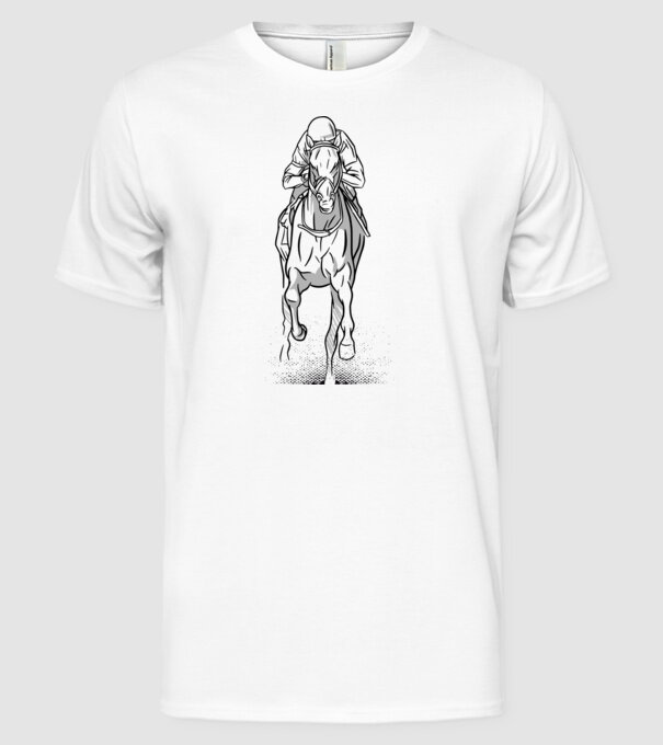 Cursă de cai model alb pe tricou