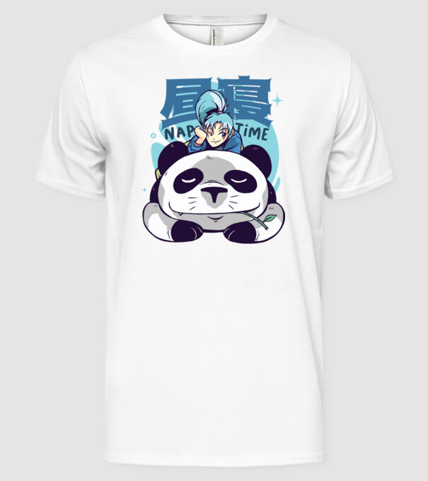 Anime Panda relaxare model alb pe tricou