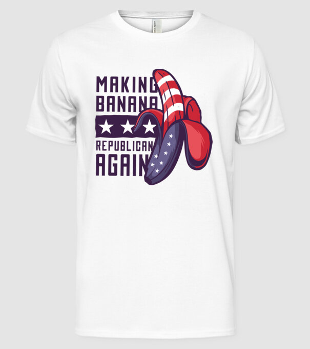 Make Banana Republican Again model alb pe tricou