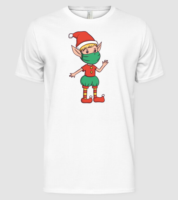 Elf cu mască model alb pe tricou