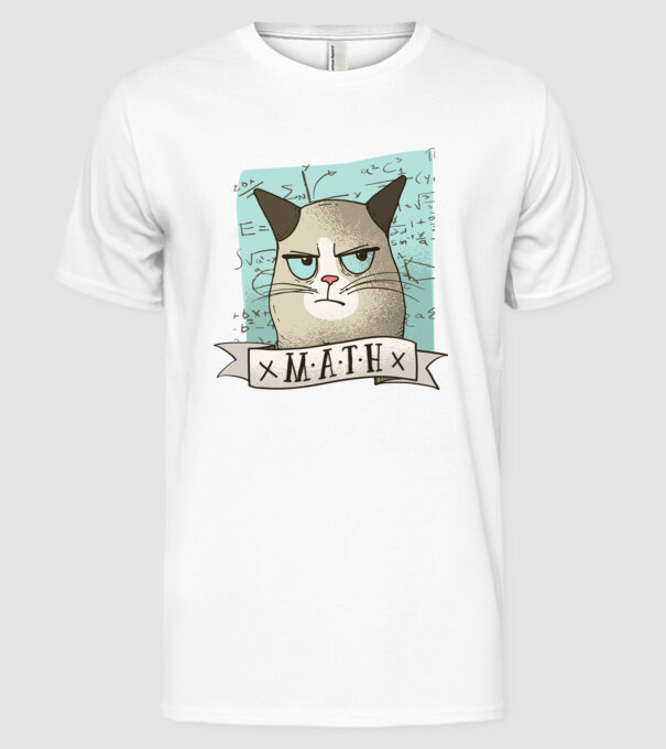 Pisică Matematică model alb pe tricou