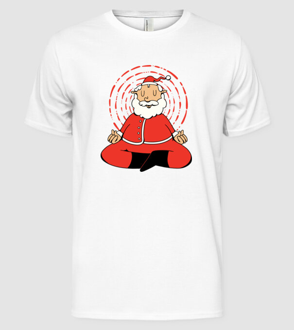Moș Crăciun meditând model alb pe tricou
