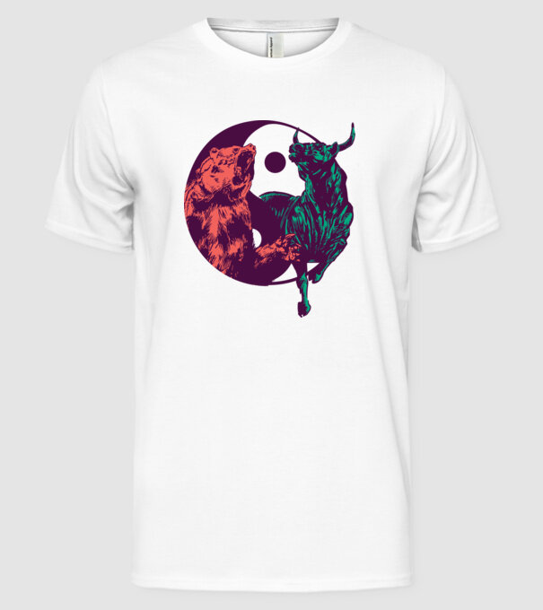 Medve Bika Yin Yang model alb pe tricou