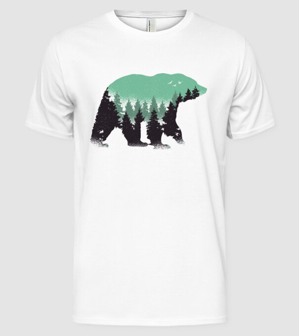 Urs pădure Natură tricou model alb pe tricou