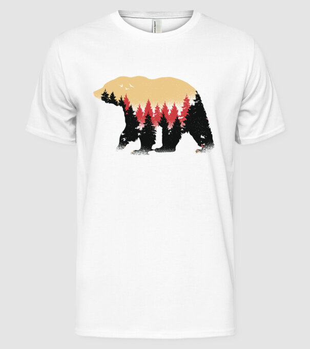Urs Natură model alb pe tricou
