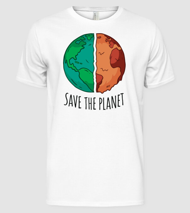 Salvați planeta model alb pe tricou