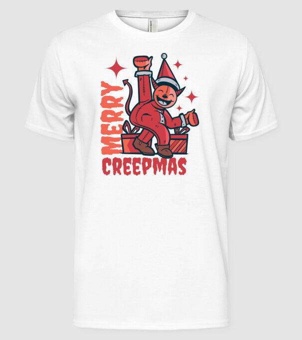 Merry Creepmas model alb pe tricou