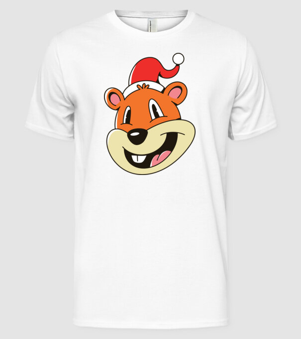 Moș Crăciun Veveriță model alb pe tricou