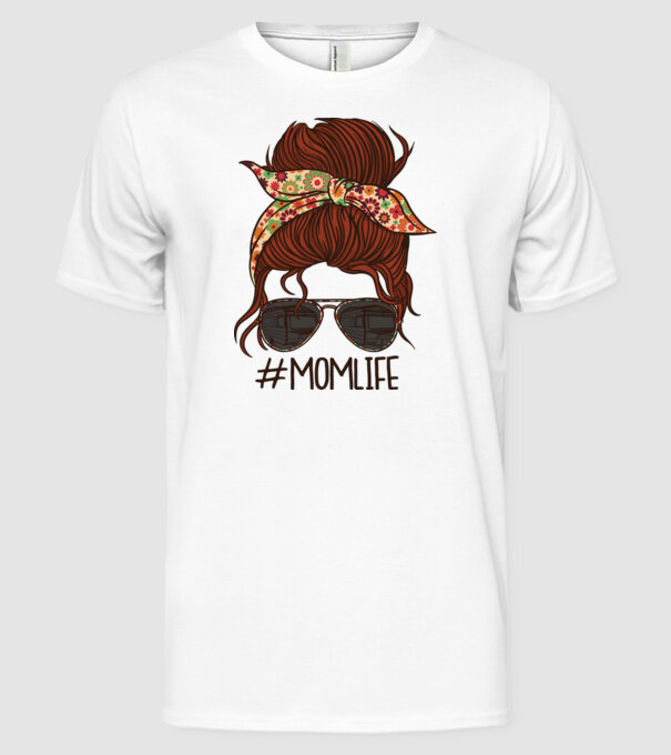 Momlife Hashtag model alb pe tricou