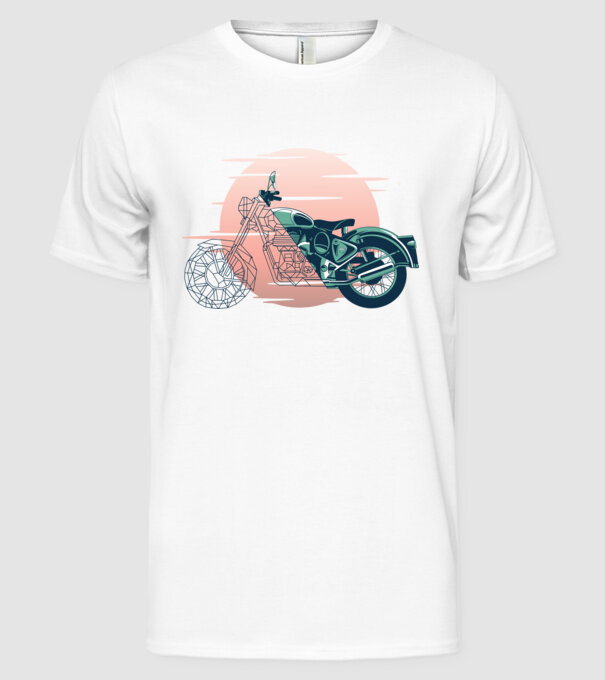 Motocicletă model alb pe tricou