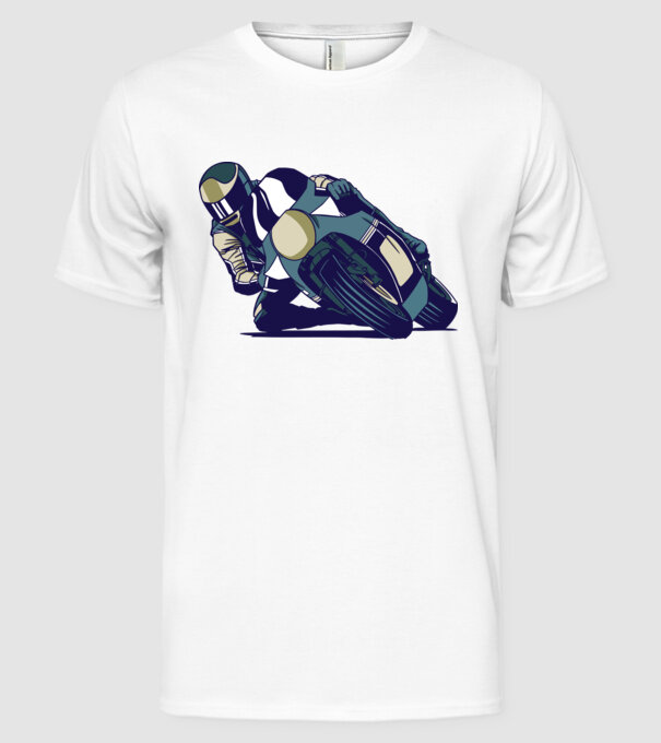 Concurent motocicletă model alb pe tricou