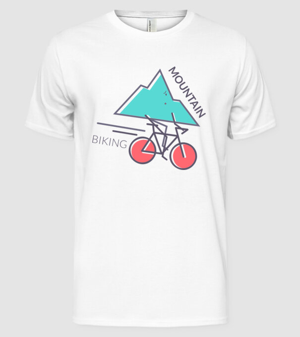 Mountain Biking model alb pe tricou