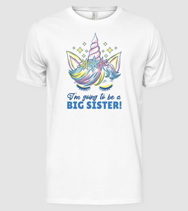 O să fiu un frate mai mare Unicorn model alb pe tricou