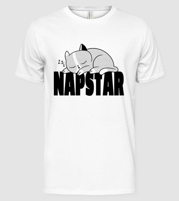 Pisică Napstar model alb pe tricou