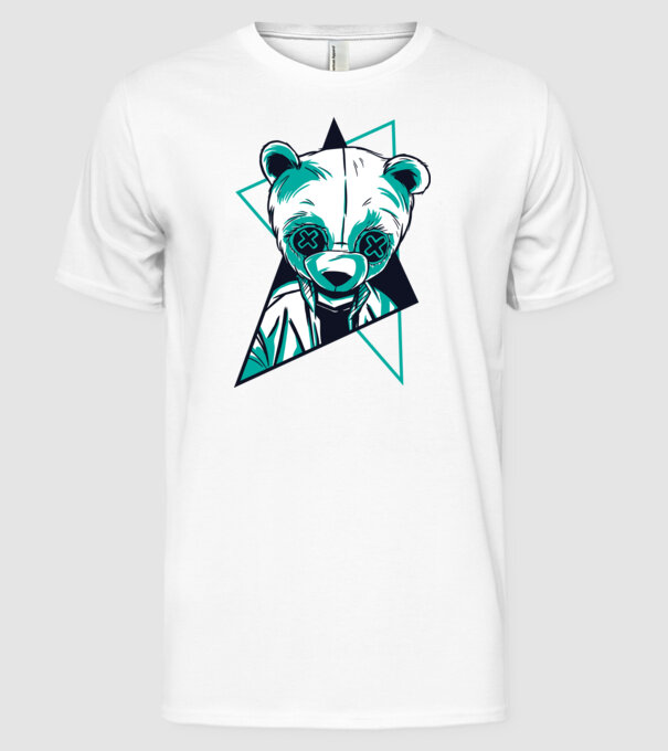 Panda Neon model alb pe tricou
