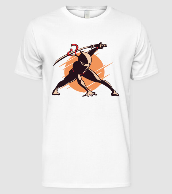 Ninja model alb pe tricou
