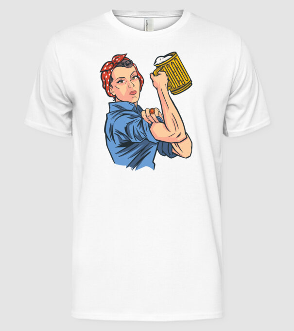 Emanciparea femeilor Bere model alb pe tricou