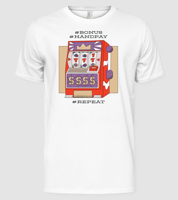 Slot machine model alb pe tricou