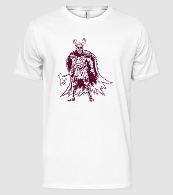 Războinic Odin Viking model alb pe tricou