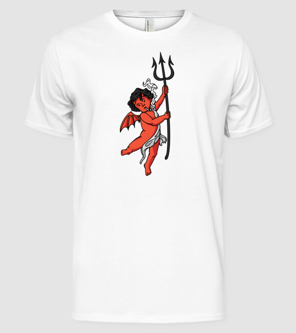 Diavol cu Țigaretă model alb pe tricou