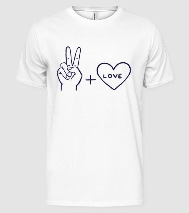 Peace + Love model alb pe tricou