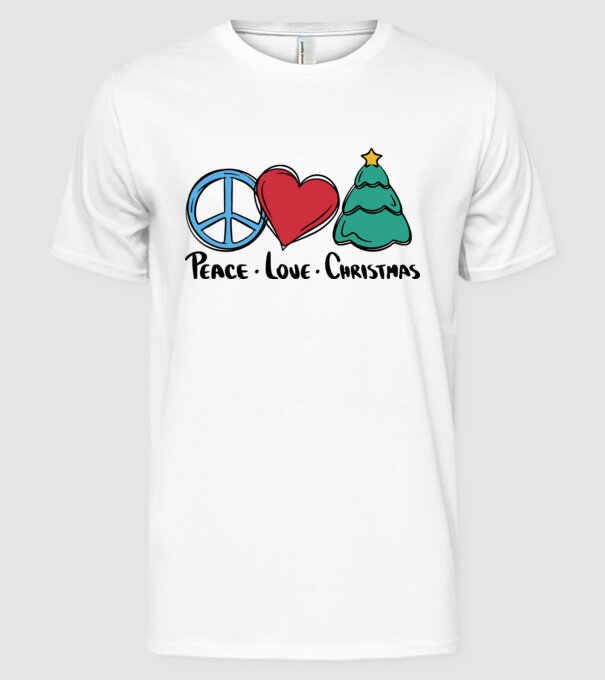 Peace Love Crăciun model alb pe tricou